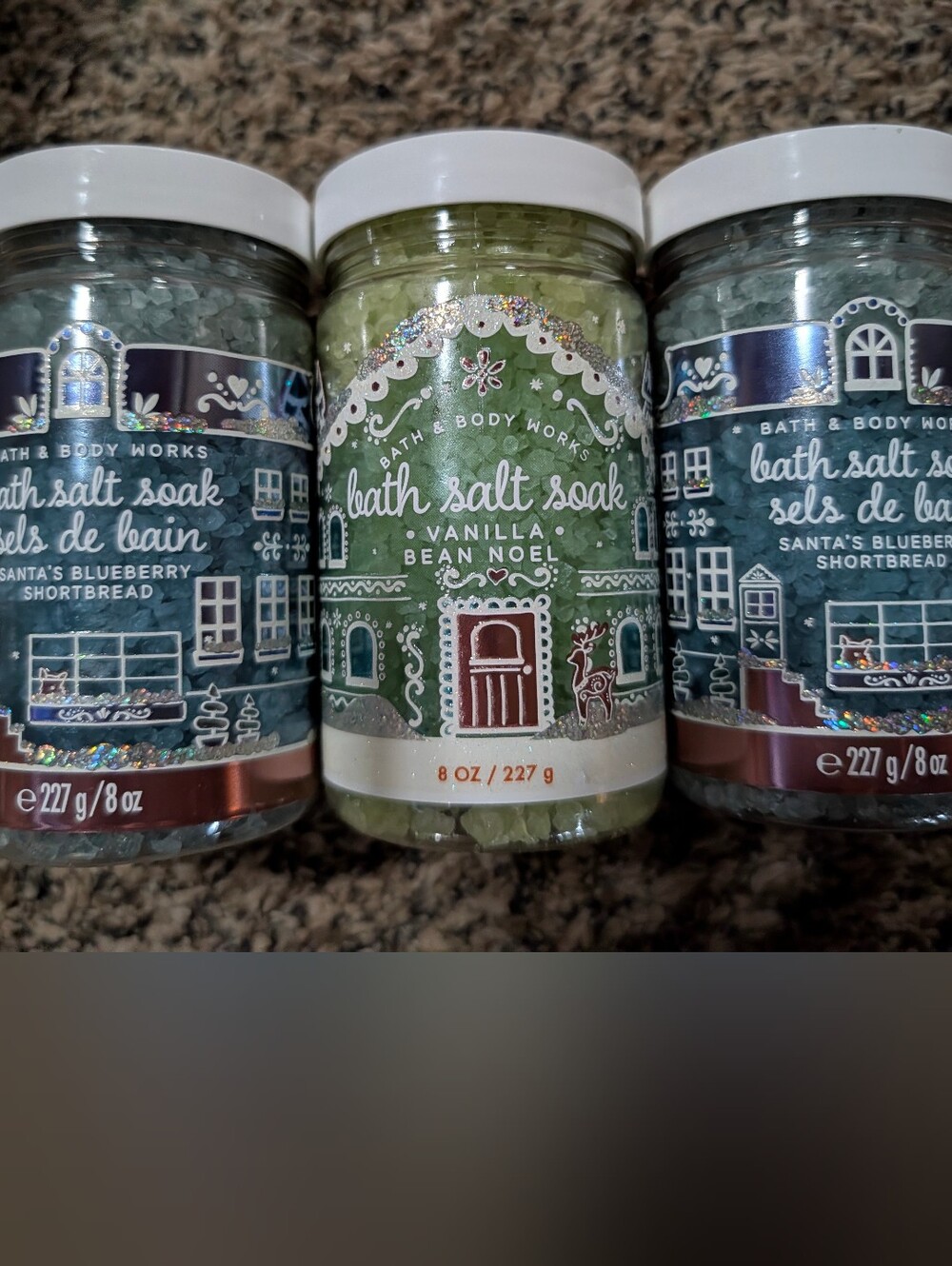 Bath & Body Works  Bath Salt Soak Trio  Vanilla Bean Noel, Blueberry Shortbread